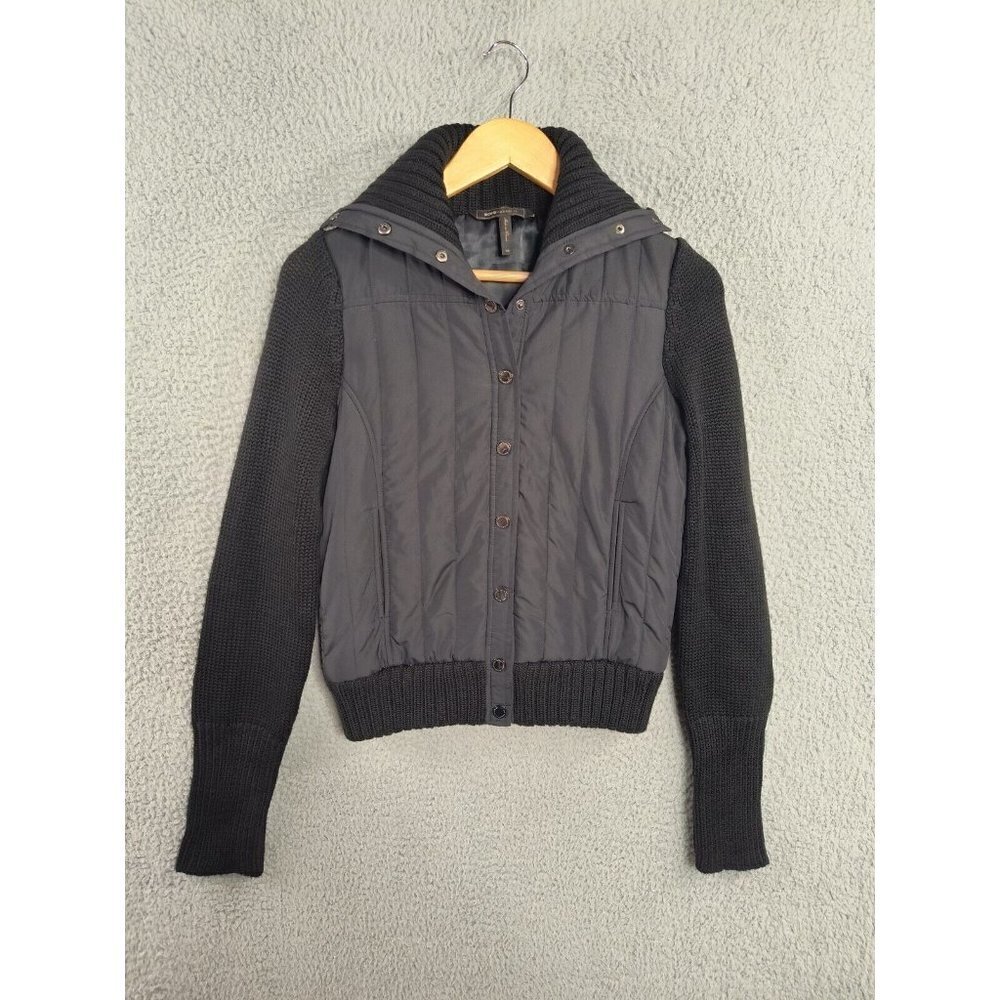 Bcbgmaxazria Womens Solid Black Collared Winter P… - image 1